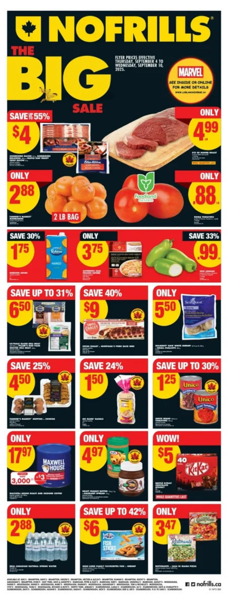 No Frills Flyer ON October 30 to November 5, 2025 No Frills Ontario Flyer from September 4, 2025 - Week36 - with top grocery deals, fresh produce, meat, and household essentials for current and Next Week!