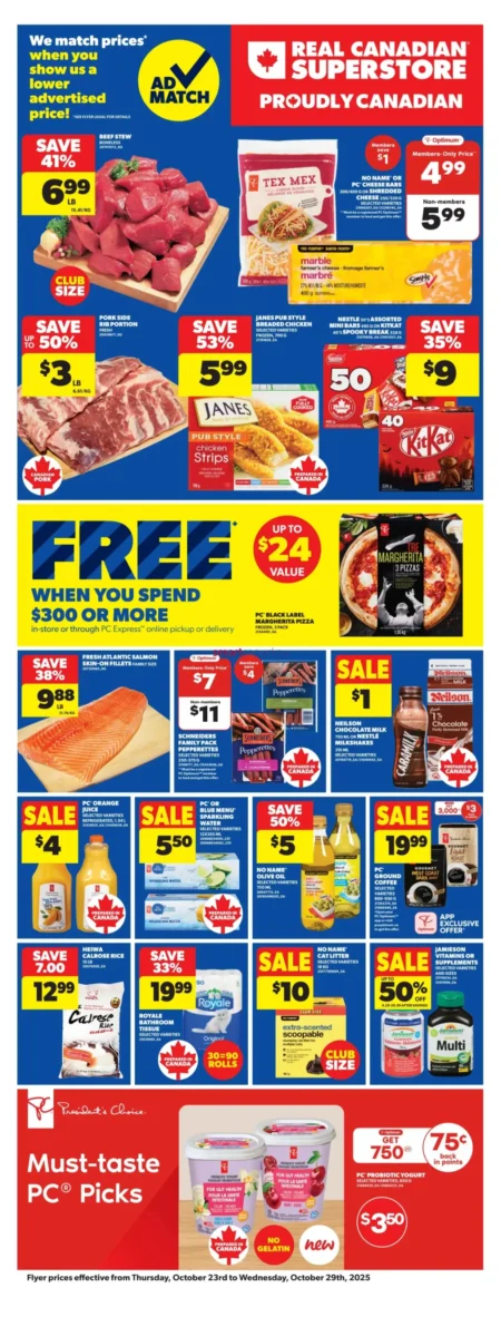 Real Canadian Superstore Flyer ON October 23 to October 29, 2025 Real Canadian Superstore Ontario Circular October 23, 2025 - Week 43 - top deals on groceries, household items, and PC Optimum offers.